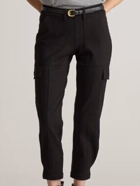 Quince Women's Ultra-Stretch Ponte Tapered Cargo Pants Black - XL